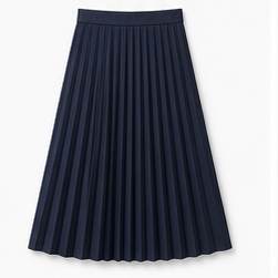 Womens Navy Pleated Skirt